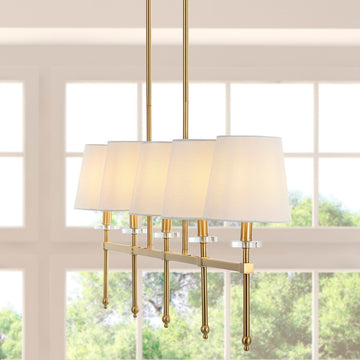 Sophie 38.5" Modern Midcentury Iron Linear LED Pendant - JONATHAN Y